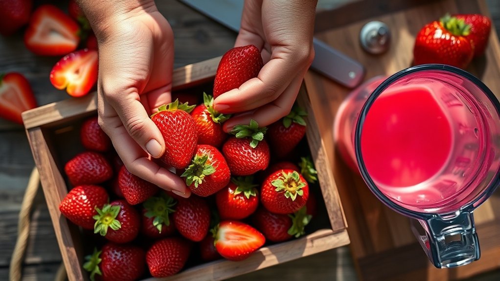 choose ripe organic strawberries