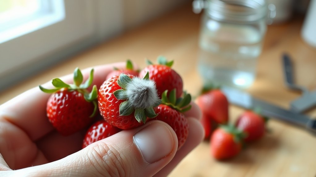 discard moldy strawberries immediately