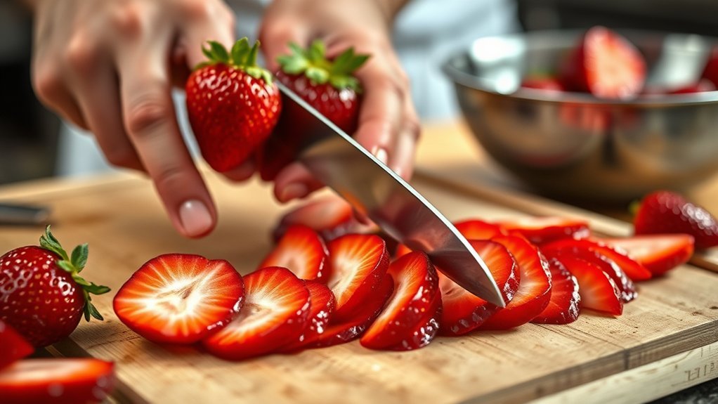 fancy strawberry garnish strips