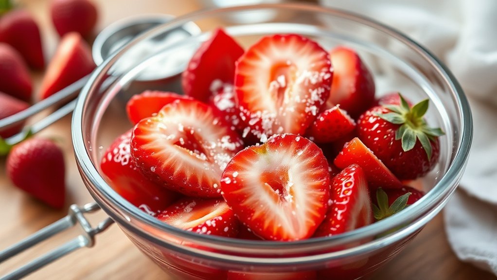 freeze strawberries with sugar