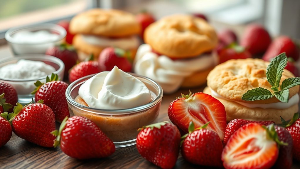 fresh strawberries and cake