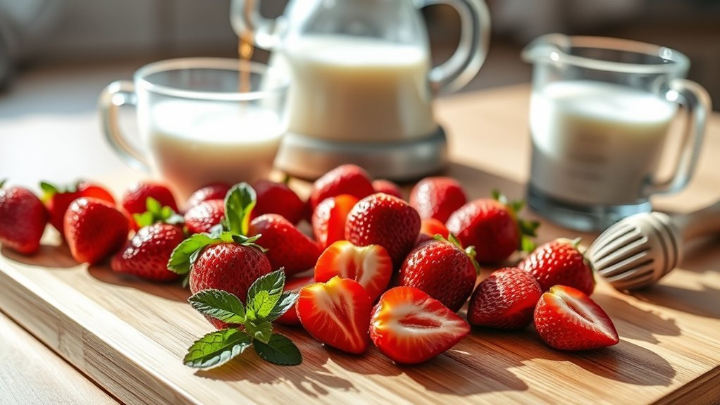 fresh strawberries choose milk