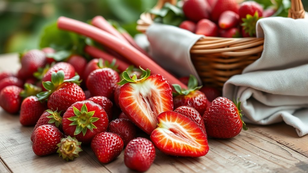 fresh strawberries crisp rhubarb