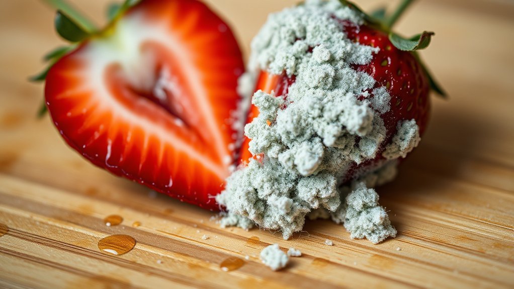 fuzzy patches indicate spoilage