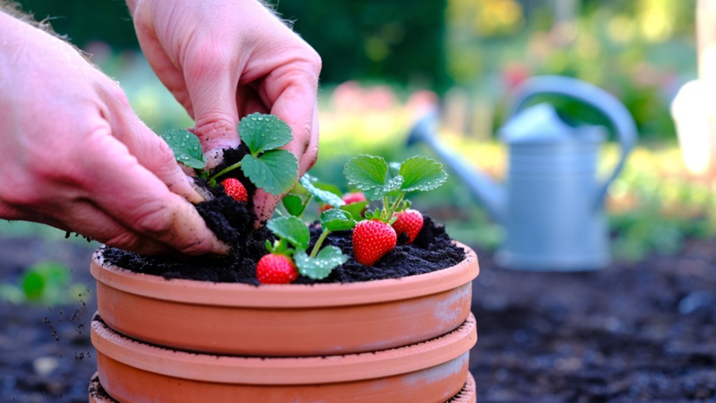 growing strawberries in pots