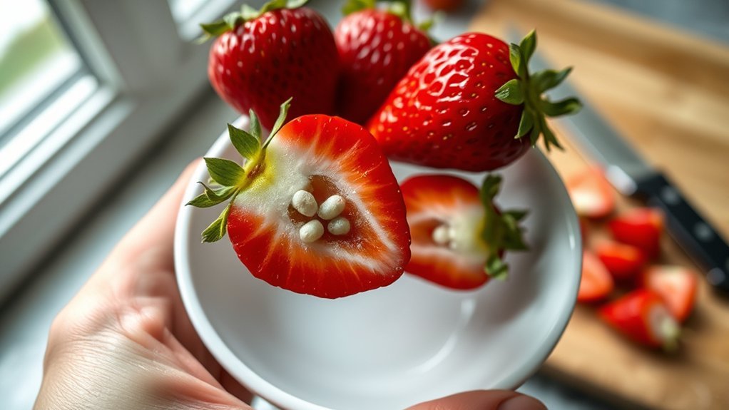 harmless larvae in strawberries