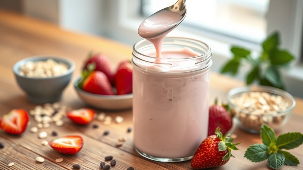 healthy yogurt and strawberries