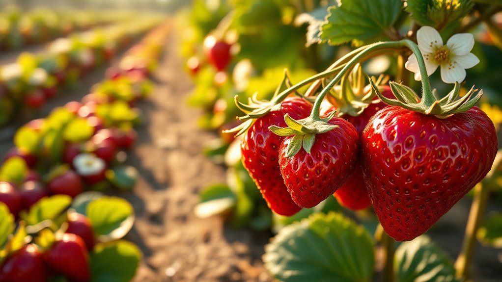 june bearing strawberries ripen mid june