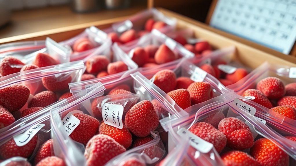 label and organize strawberries