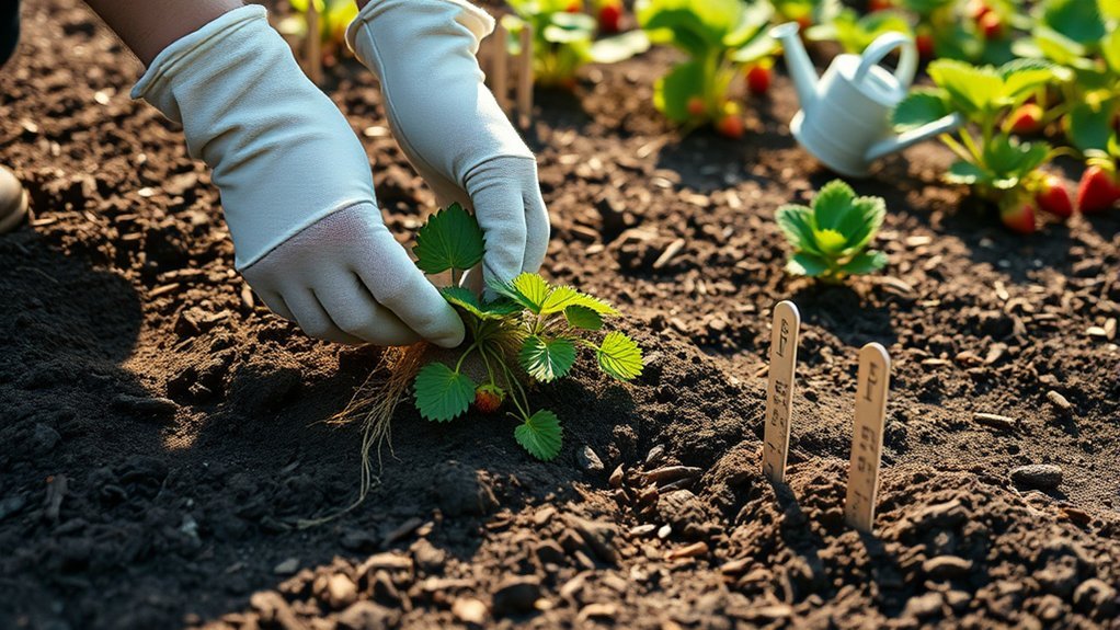plant crowns at soil level