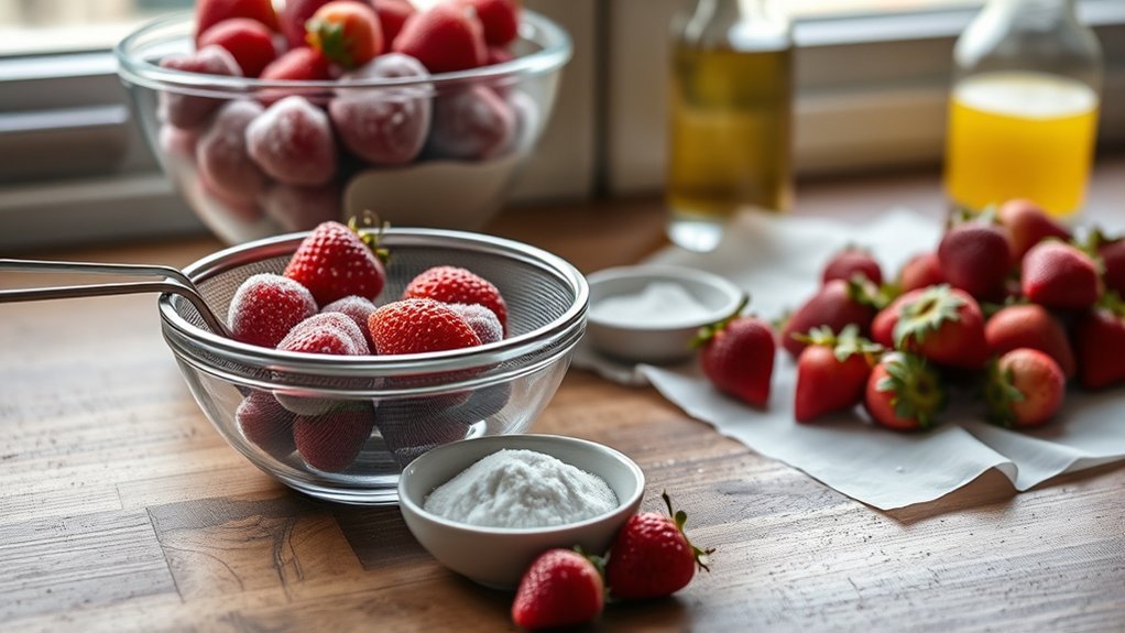 prepare strawberries before thawing