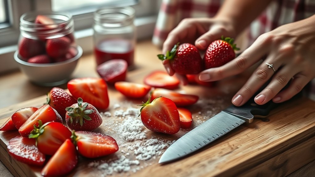 prepare strawberries for shortcake