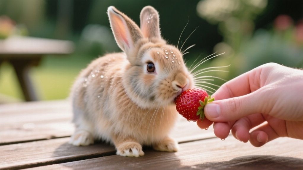 rabbits safely enjoy strawberries
