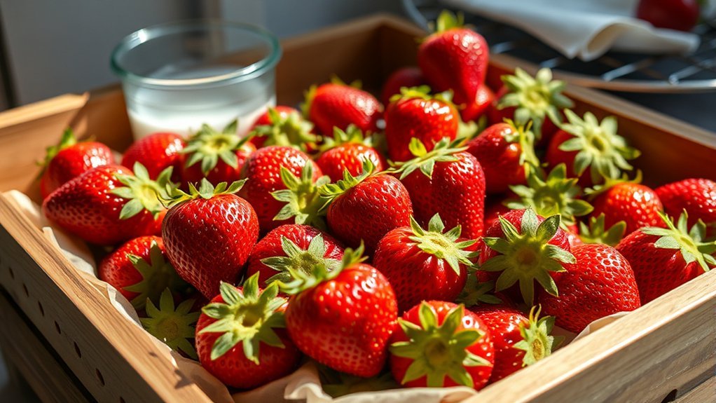 select fresh unblemished strawberries
