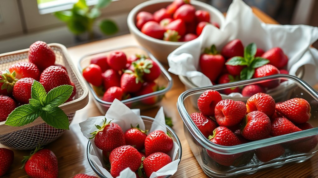 store strawberries in single layer