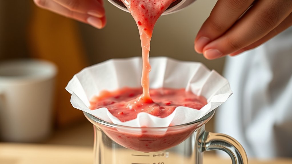 strain strawberry mixture carefully