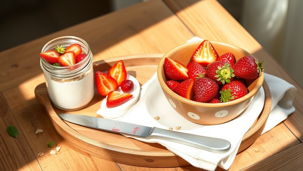 strawberry smoothie pancakes parfait
