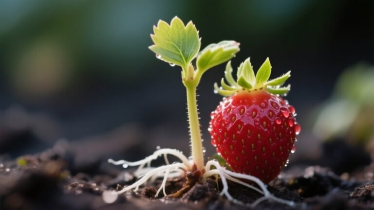 strawberry sprouts emerging green