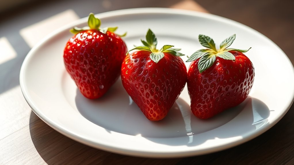three large strawberries calories