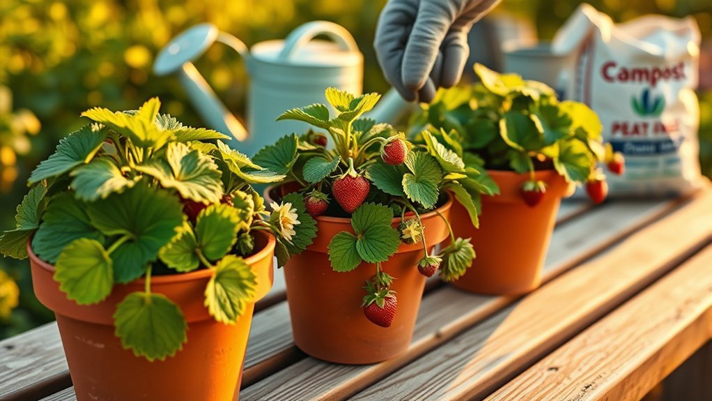 three strawberries per square