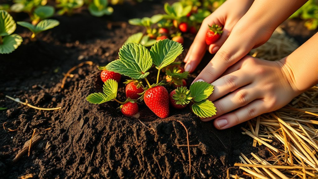 water and mulch strawberries